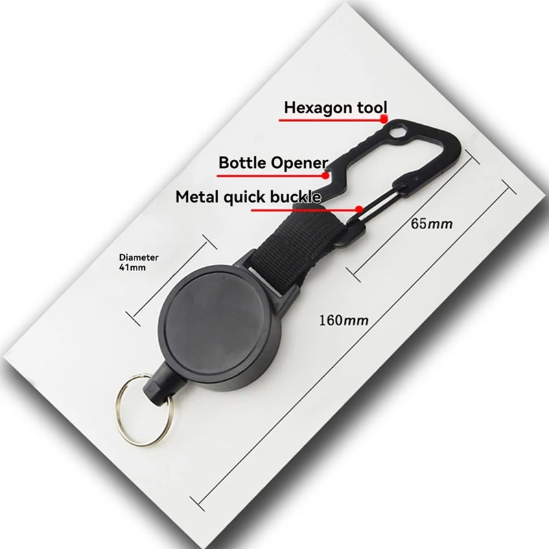 Retractable Keychain With Steel Wire Design,Multitool Carabiner Badge Holder,Keychain Clip Id Holder