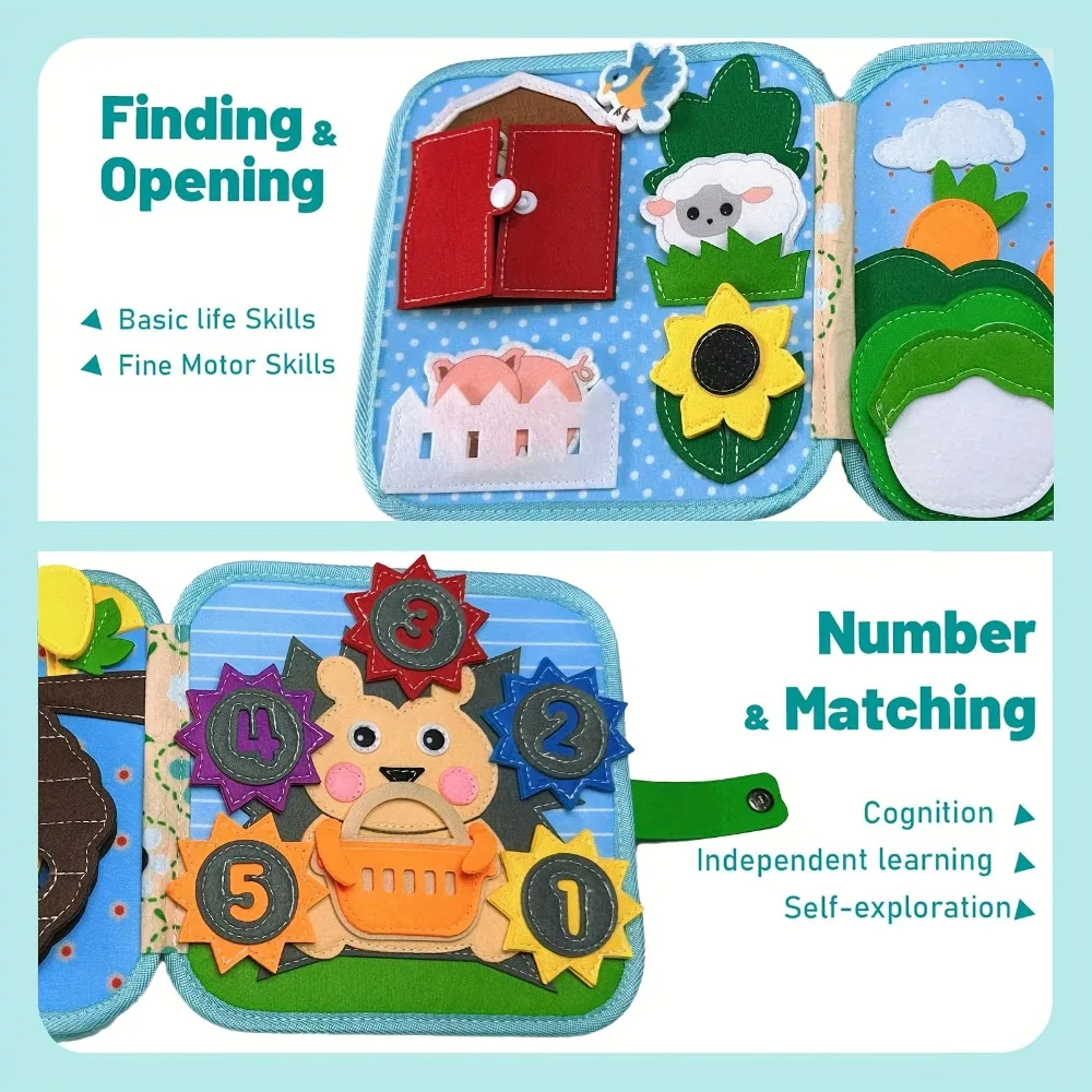 كتاب قصص تعليمي لحيوانات المزرعة والفواكه التفاعلية، لعبة تعلم السفر للنشاط الحسي للأطفال الصغار من سن 3 إلى 6 سنوات #5