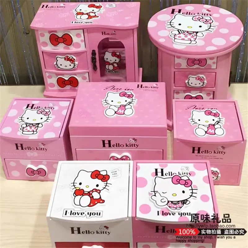 Kawaii Sanrio Hello Kitty Cartoon Pink Jewelry Storage Box