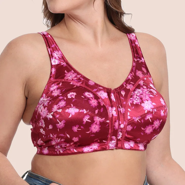 Printed Front Button Bra Plus Size Lingerie For Women Brasier Mujer Brassiere Femme Top B C D DD DDD G 40 42 44 46 48 50 52