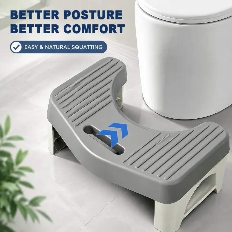 U‑Shaped Groove Toilet Squat Stool Anti‑Slip Thickened Foot Stool Comfort Squatting Aid For Adults Kids Pregnant Women Bathroom