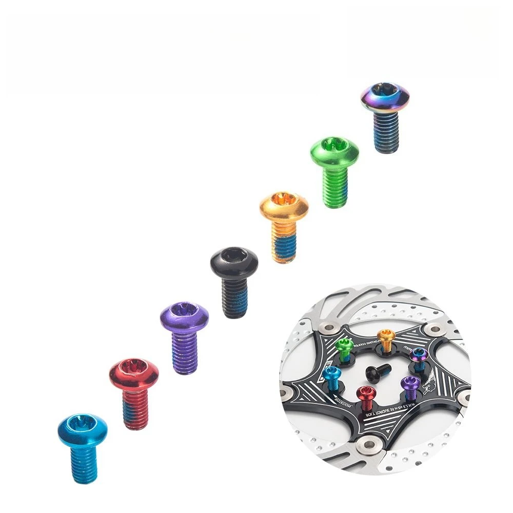 T25 disc rotor bolts for bicycles, 6-bolt colorful alloy steel Torx screws for road and mountain bike disc brake rotors