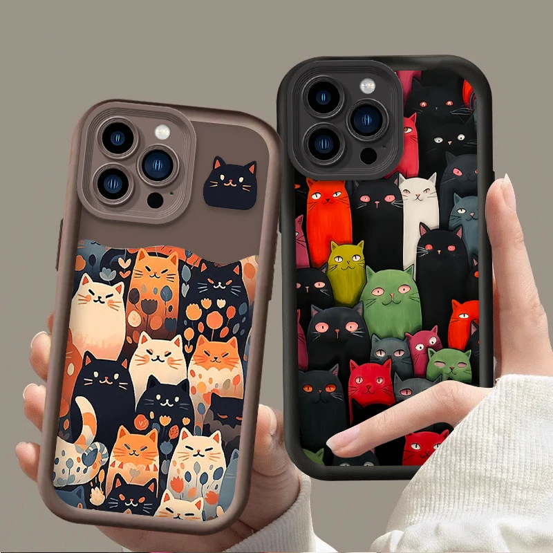 Funny Terror Hell Cat Phone Case For iPhone 16 15 14 13 12 11 Pro Max X XS X S Max XR SE 2020 7 8 Plus Shockproof Silicone Capa