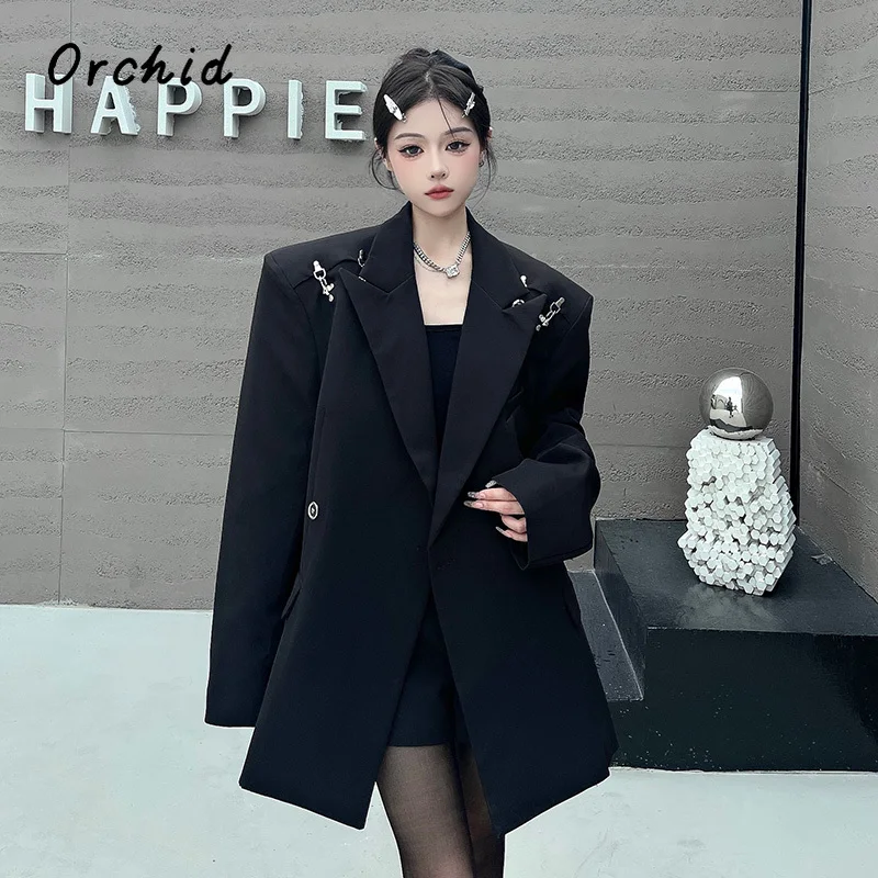 2024 Autumn Winter England Style Blazer Coat Women Double Breasted Jacket Oversized Korean Fashion Simple Solid High-end Coats