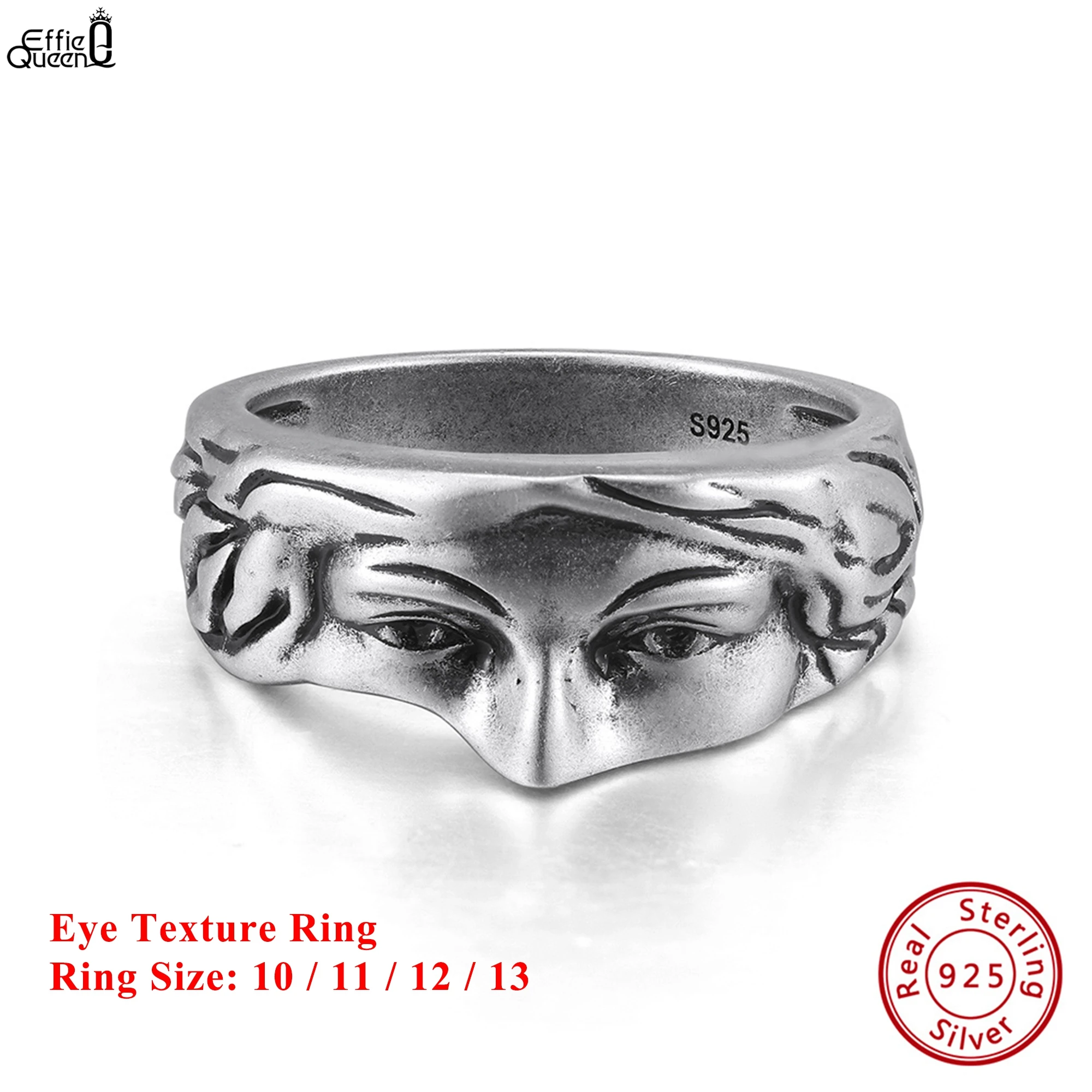 إيفي كوين 100% S925 خاتم فضي مؤكسد من الفضة الخلود مقاس 10/11/12/13 مجوهرات مأدبة للرجال والنساء NMR18 #1
