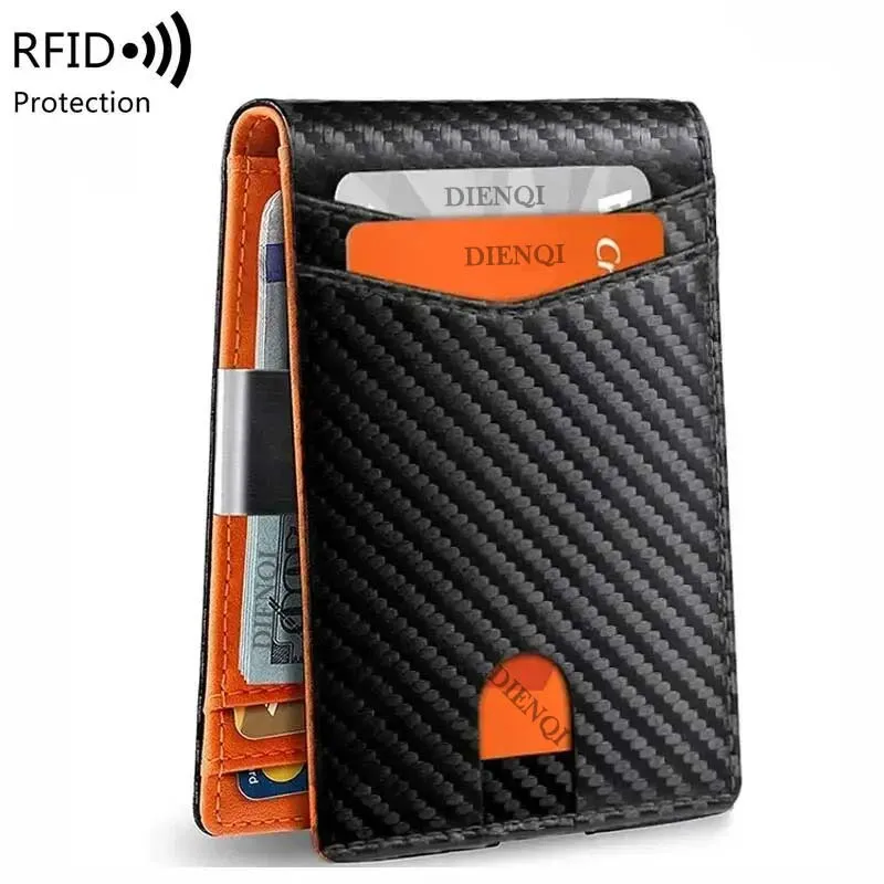 Dienqi rfid Kreditkarten inhaber Brieftaschen Männer Geld Tasche Geldbörse schlanke dünne Brieftasche für Männer kleine kurze Geldbörse männlich schwarz Vallet Brieftasche – Detail 8