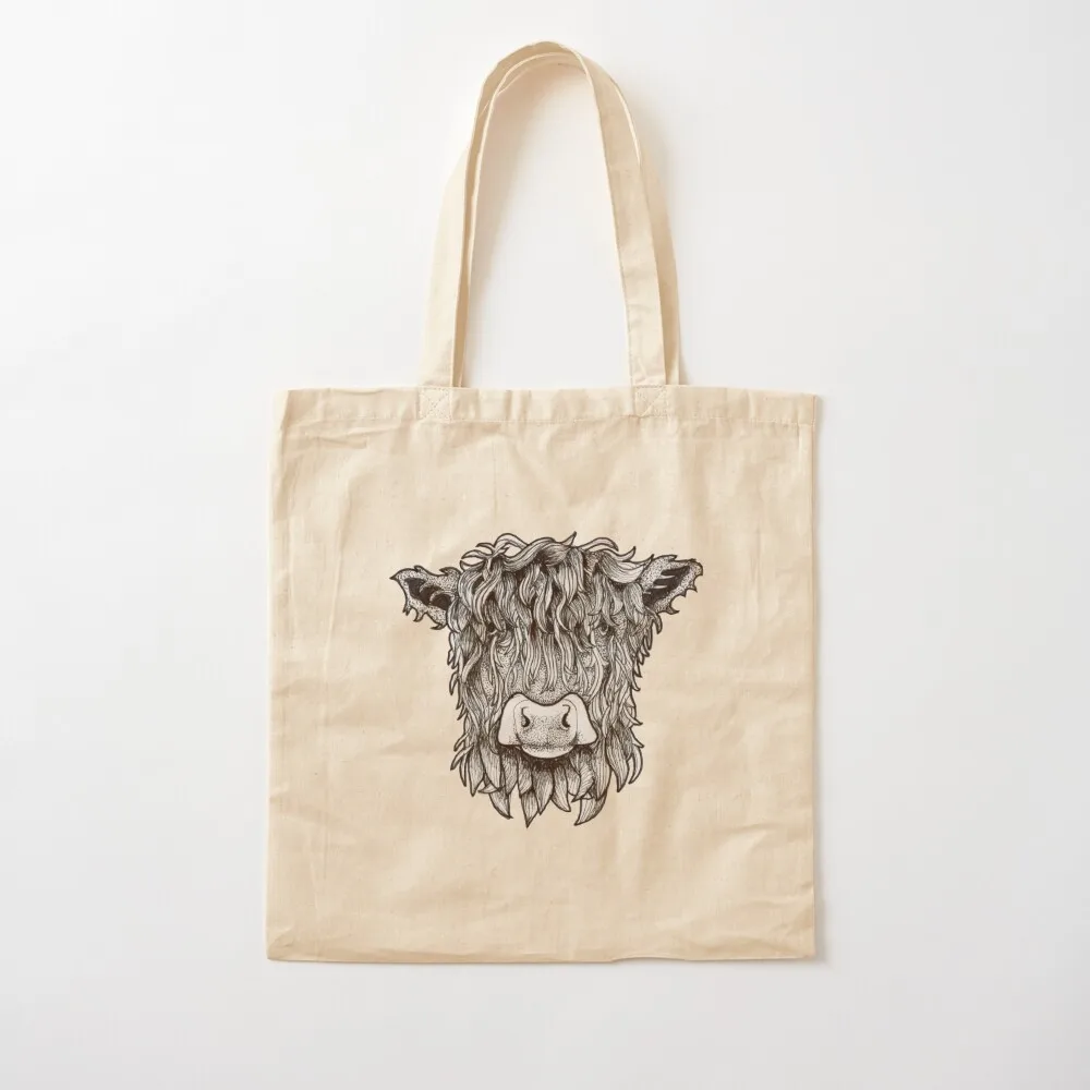 

Highland Calf Pen and Ink Sketch Tote Bag Canvas stote bag Custom bag Canvas Tote