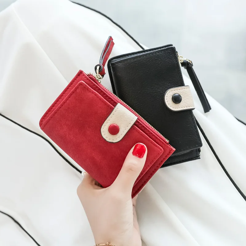 Candy Color PU Leather Wallet with Zipper Long Buckle Money Bags Matte Fashion Key Holder Muti-card Solt Outdoor