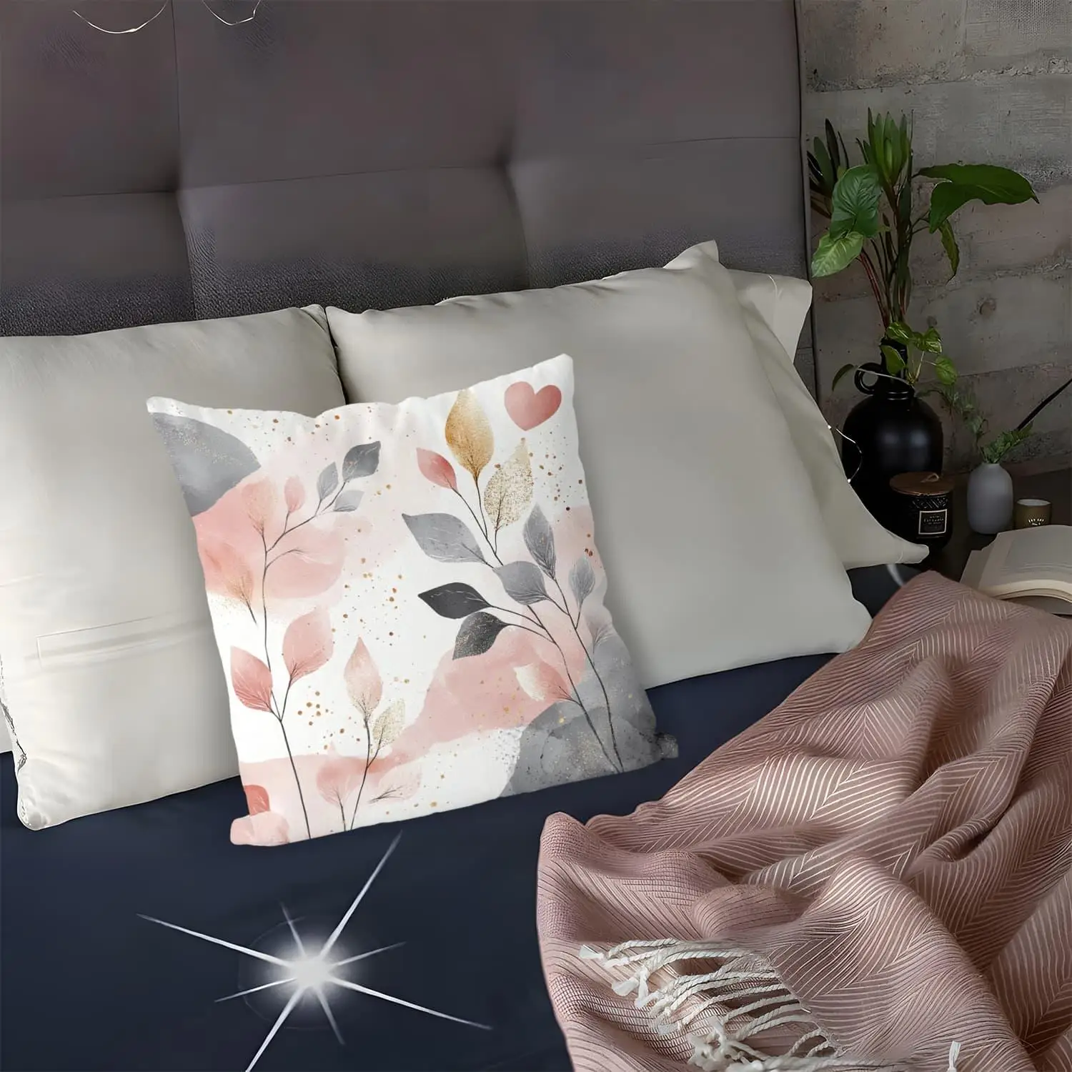 1PC Art Floral Tropical Geometric Design Pillow Cover for Sofa & Bed Decor (Pillow Insert Not Included)