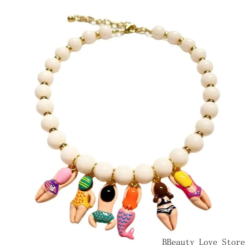 

Playful Vocation Doll Bead Pendant Necklace for Kids Beach Accessory
