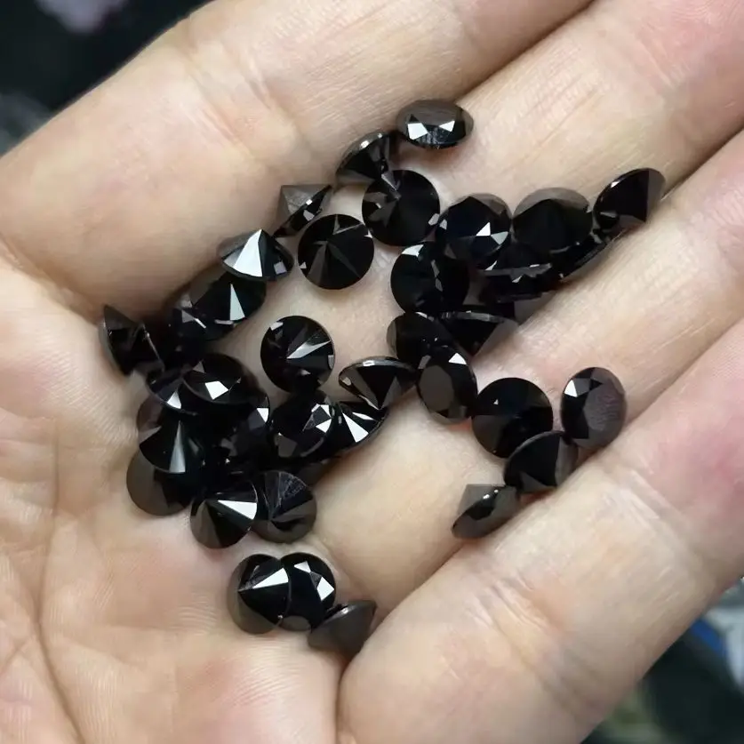 

1.5mm-9mm Natural Black Spinel Round Brilliant Cut Natural Gemstones For Jewelry Making