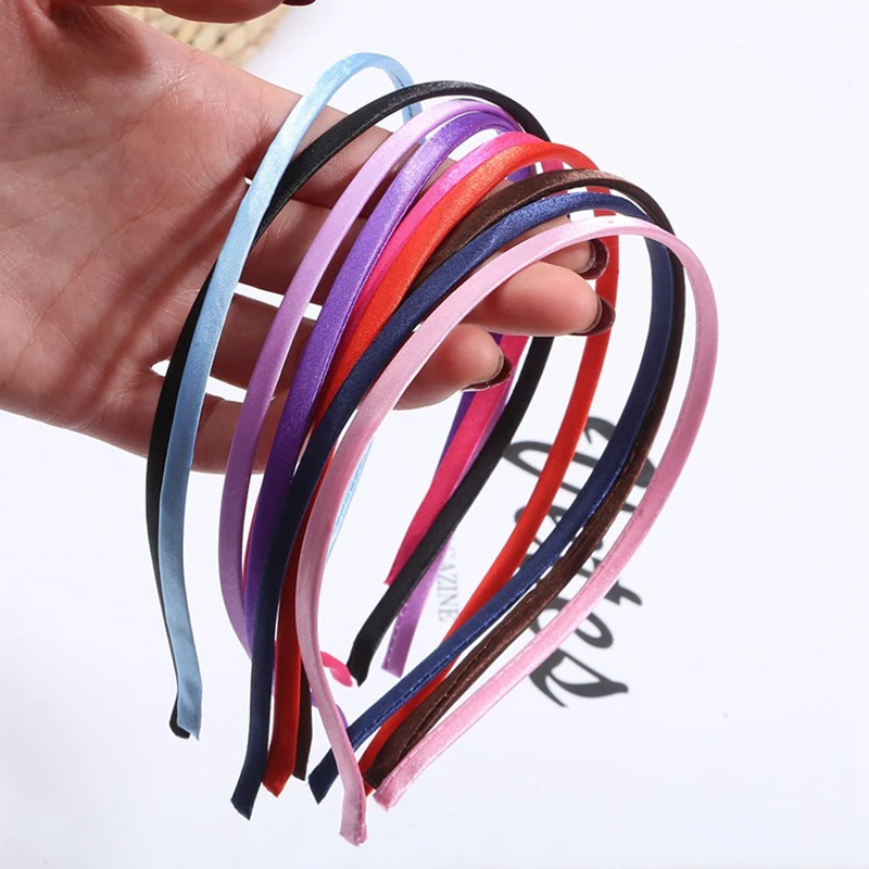 5pcs/lot 5mm Colorful Fabric Headband Hoops Base Bezel Hair Rims For Jewelry Making DIY Girls Hair Accessories Findings Supplies