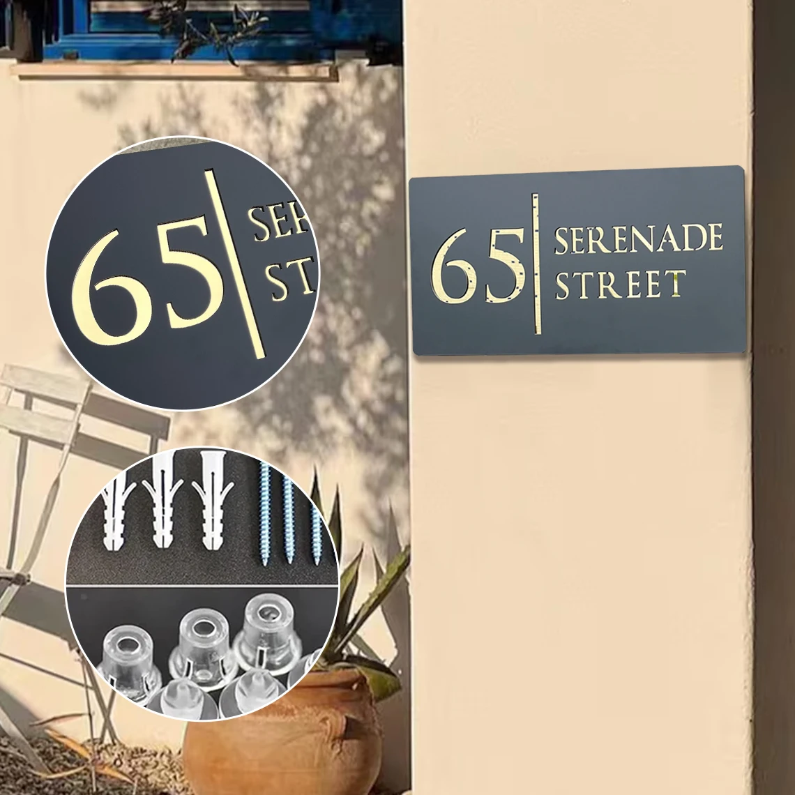 Personalized Outdoor House Plate 3D Laser Cutting Acrylic House Number Sign Customized Exterior House Number Home Hotel Plaque