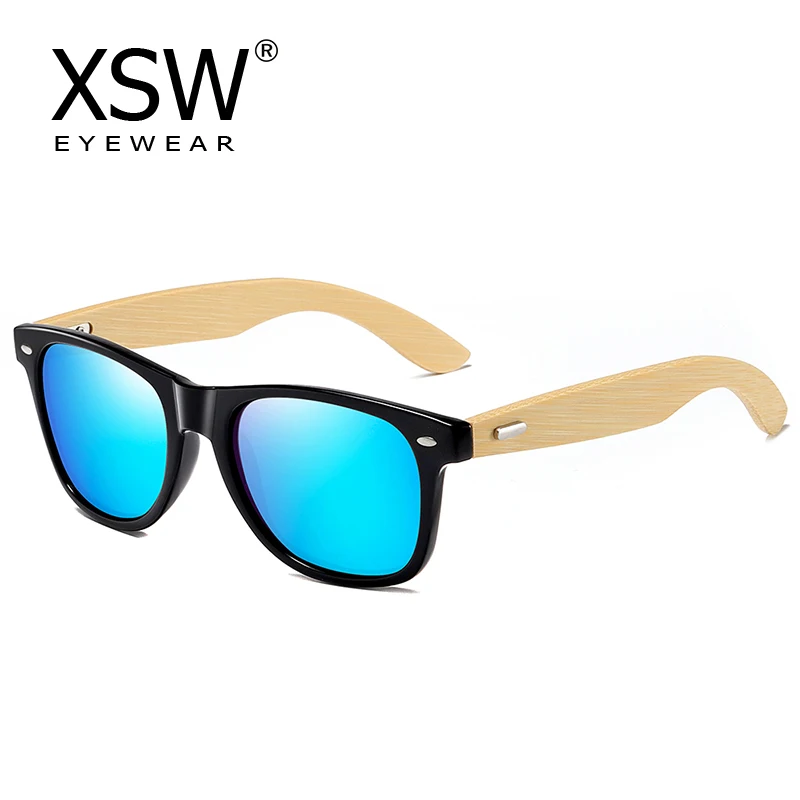 

XSW Handmade Wood Sunglasses Men Women Square Bamboo Mirror Sun Glasses retro de sol masculino