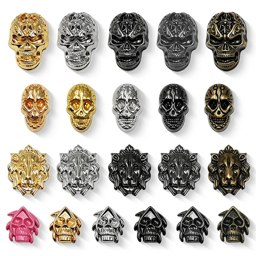 Metal Alloy 3D Skull Head Concho Gothic Buckles Studs Rivets Retro Punk Badges Leather Craft Bag Belt Garments Decor Accessories