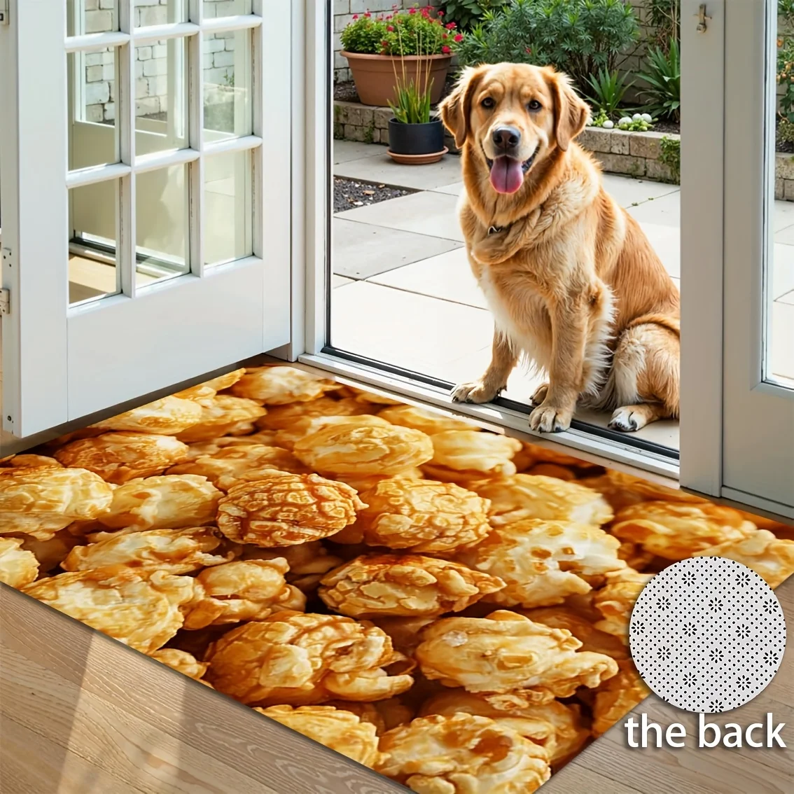 Fun popcorn patterns Flannel-printed floor mats has a non-slip function is suitable for entrances bathroom welcome carpets