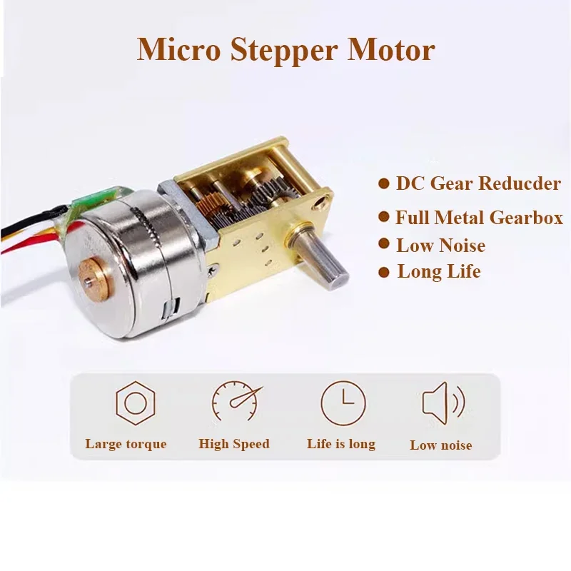 Mini 15MM 7-type L-type Speed Reduction Stepper Motor DC 5V 2-Phase 4-Wire Full Metal Gearbox Worm Gear Stepping Motor DIY Robot