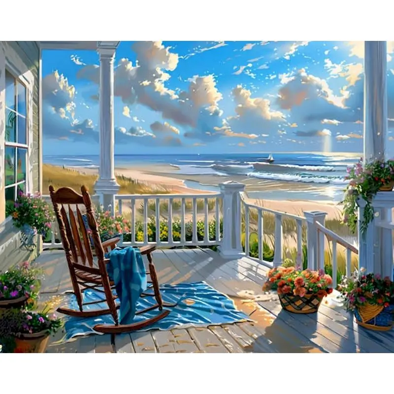 

GATYZTORY Beach Paint By Numbers Hand Painting Artwork Landscape Easy Acrylic on Canvas Original gifts Paint Kit for Beginner