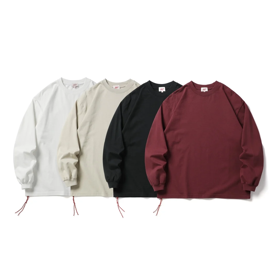 

Мужская повседневная хлопковая футболка BEMAS Red Rope Substitute Long Sleeve Round Neck Base Shirt, дышащая, для весны и осени