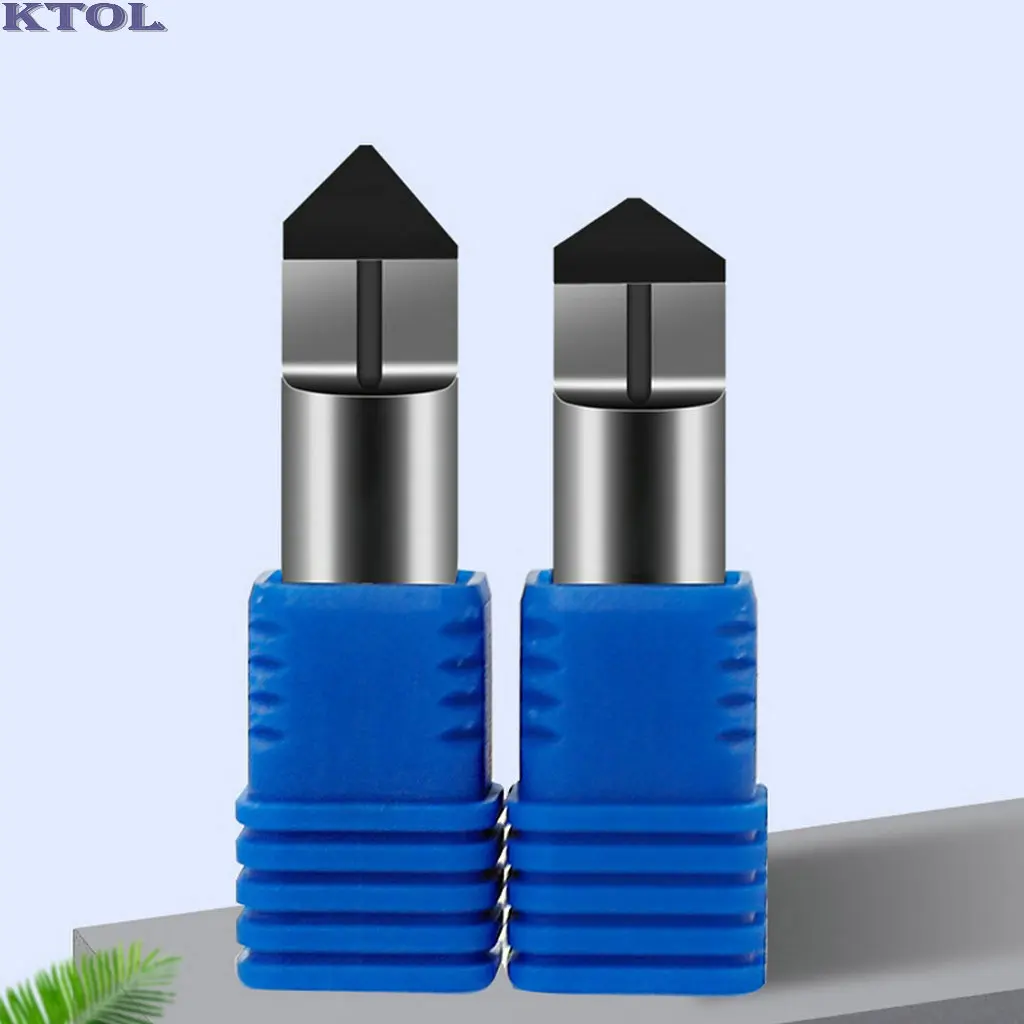 

New 6-12mm V-Shape PCD Diamond Router Bit Stone Milling Cutters CNC Granite Engraving Tools 1 Flute 3D Carving Internal Cooling