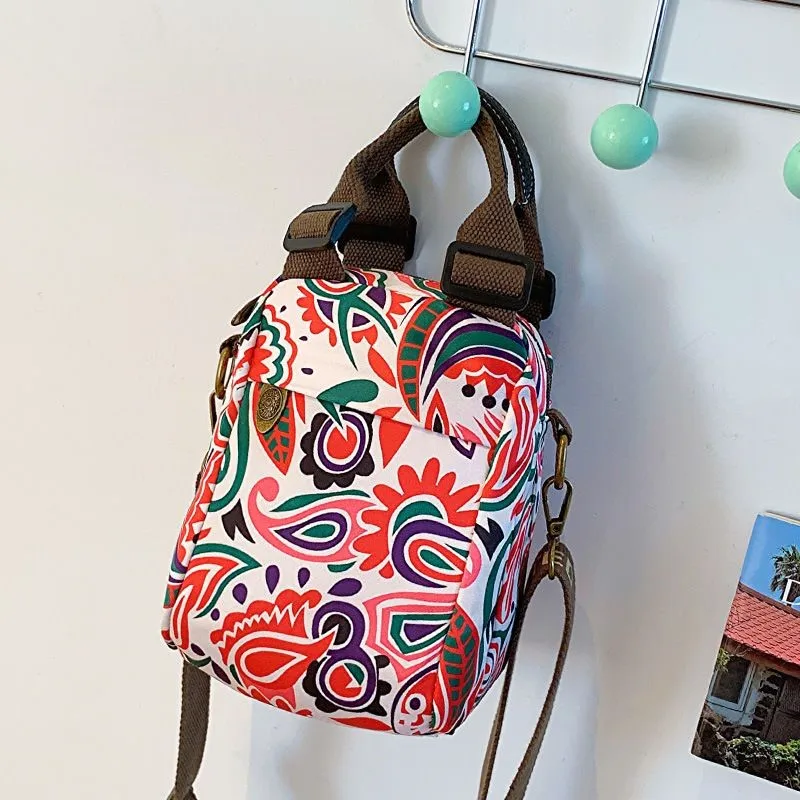 

Retro Print Harajuku Crossbody Bag Women Large Capacity Canvas Shoulder Bags Ladies Outdoor Lightweight Waterproof Handbag Purse