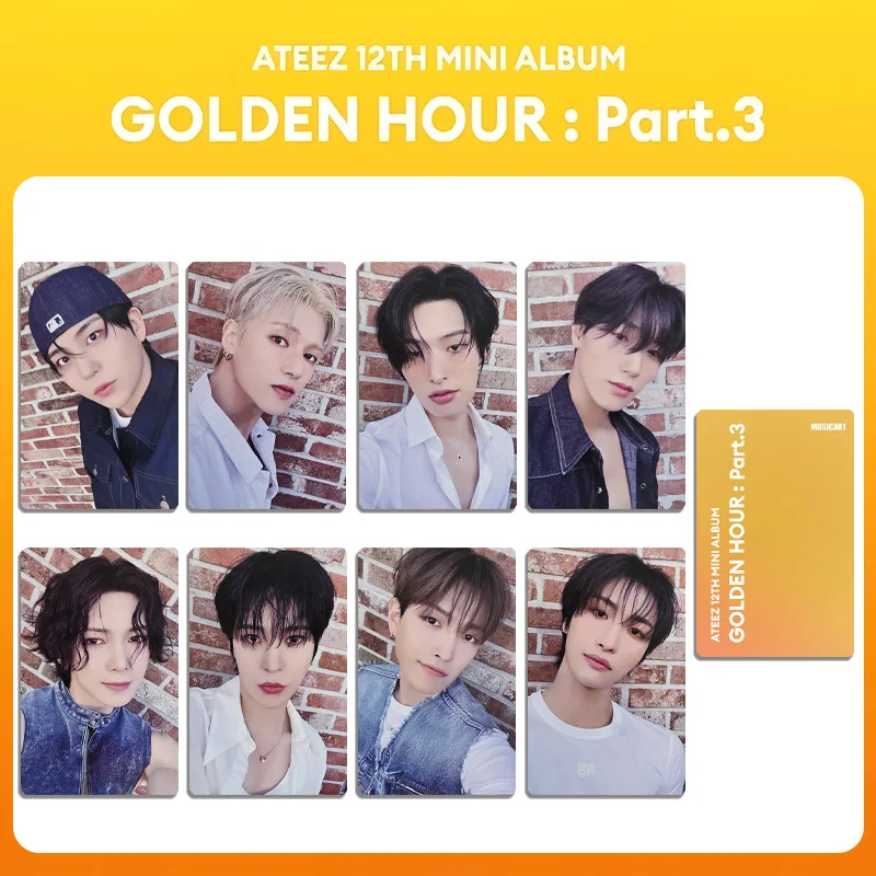 

8Pcs/Set Kpop ATEEZ GOLDEN HOUR : PART.3 Album Photocards List Hongjoong Mingi Wooyoung SW Selfie Special Cards Fans Collection