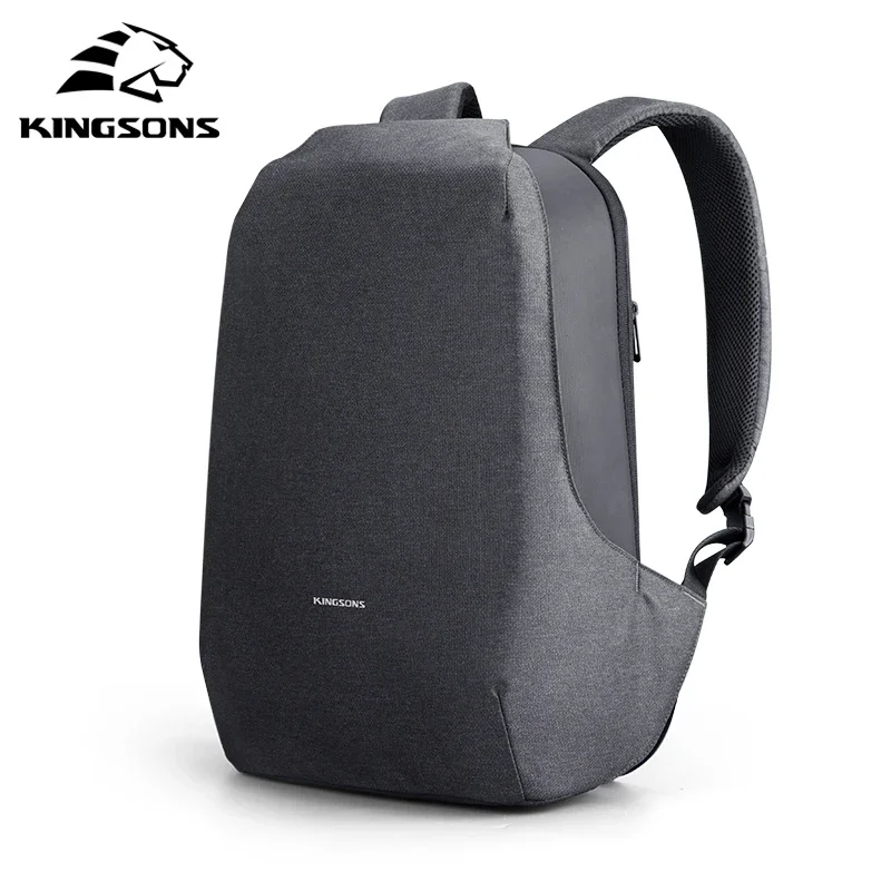 Kingsons 180 Degree Open Anti-theft Backpack Men 15.6 inch Laptop W/ USB Charging Waterproof School Bag for College Student Boys