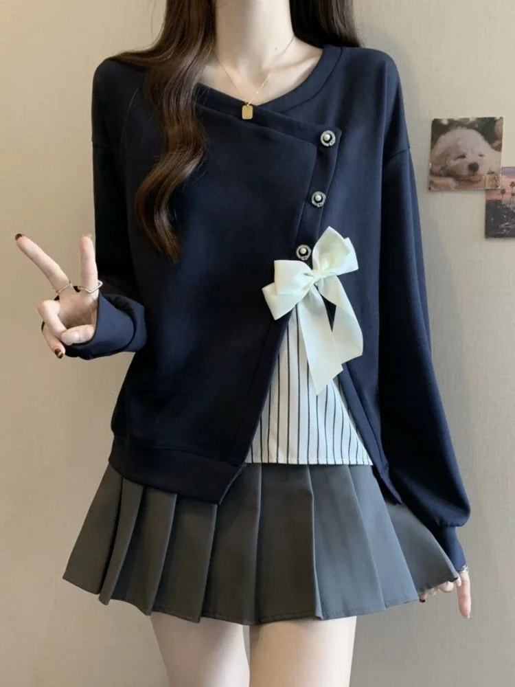 Jersey Retro falso de dos piezas para mujer, Top, ropa coreana, moda nueva en ropa Popular, tendencia 2025, sudaderas Emo Kpop para mujer