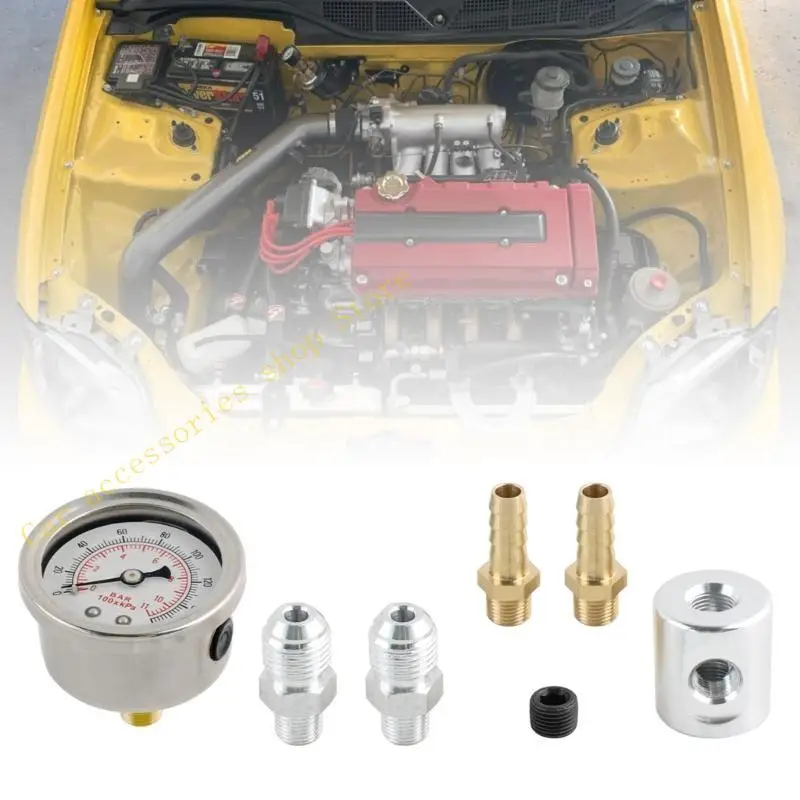 

T21E For Fuel Injection Systems Car Pressure Gauge Liquid Filled 1/8NPT 0-160psi