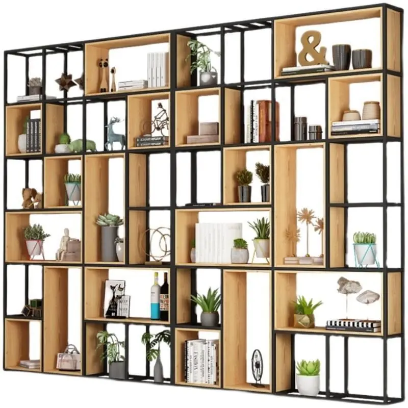 American wrought iron metal screen partition light luxury living room entrance partition cabinet study