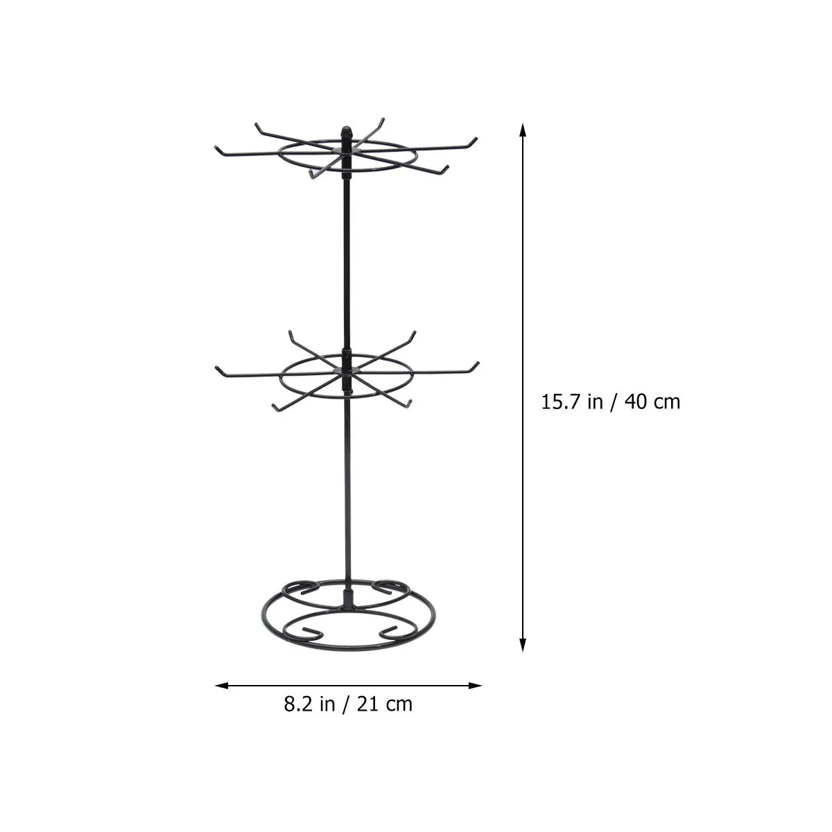

Sturdy 2 Level Jewelry Stand with 6 and 8 Hooks for Necklace Bracelet Ring Storage Display Rack Black Jewelry Stand
