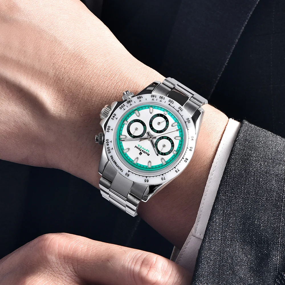 2025 new RollsTimi men's business mechanical watch fashion sapphire automatic men's watch chronograph stainless steel waterproof