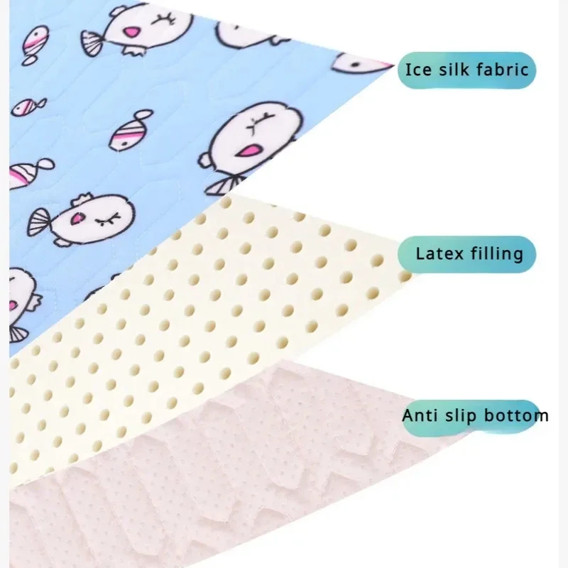 2-Pack Green Dinosaur Pet Summer Cooling Latex Pad (XXL Size: 90*70cm) - Breathable Ice Silk & Latex-Filled Dog Bed Cat Sleeping Mat with Non-Slip Base