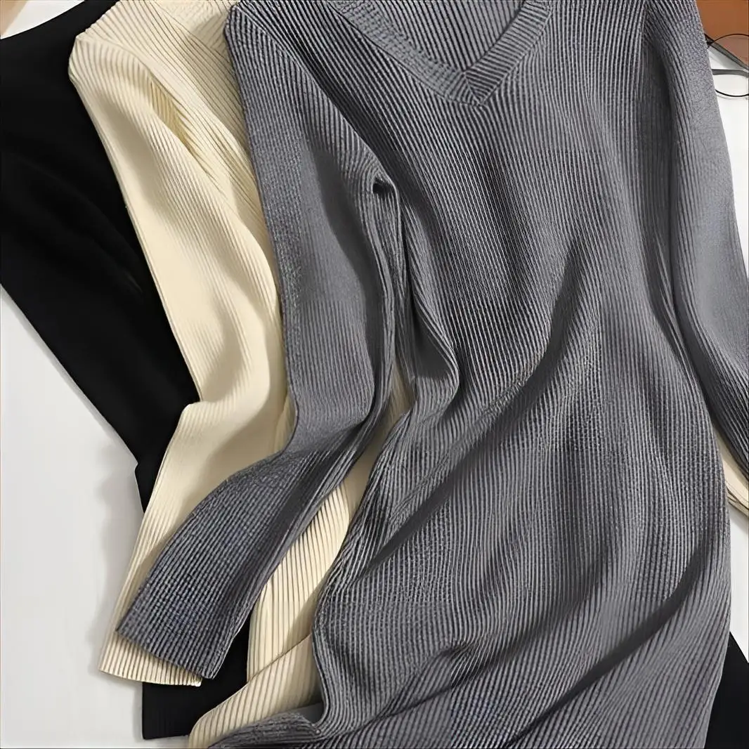 

Пуловер длиной до колена K Pop, свитера, джемперы, женские красивые водолазки, осень-зима, стильный романтический воротник на пуговицах для взрослых, OL