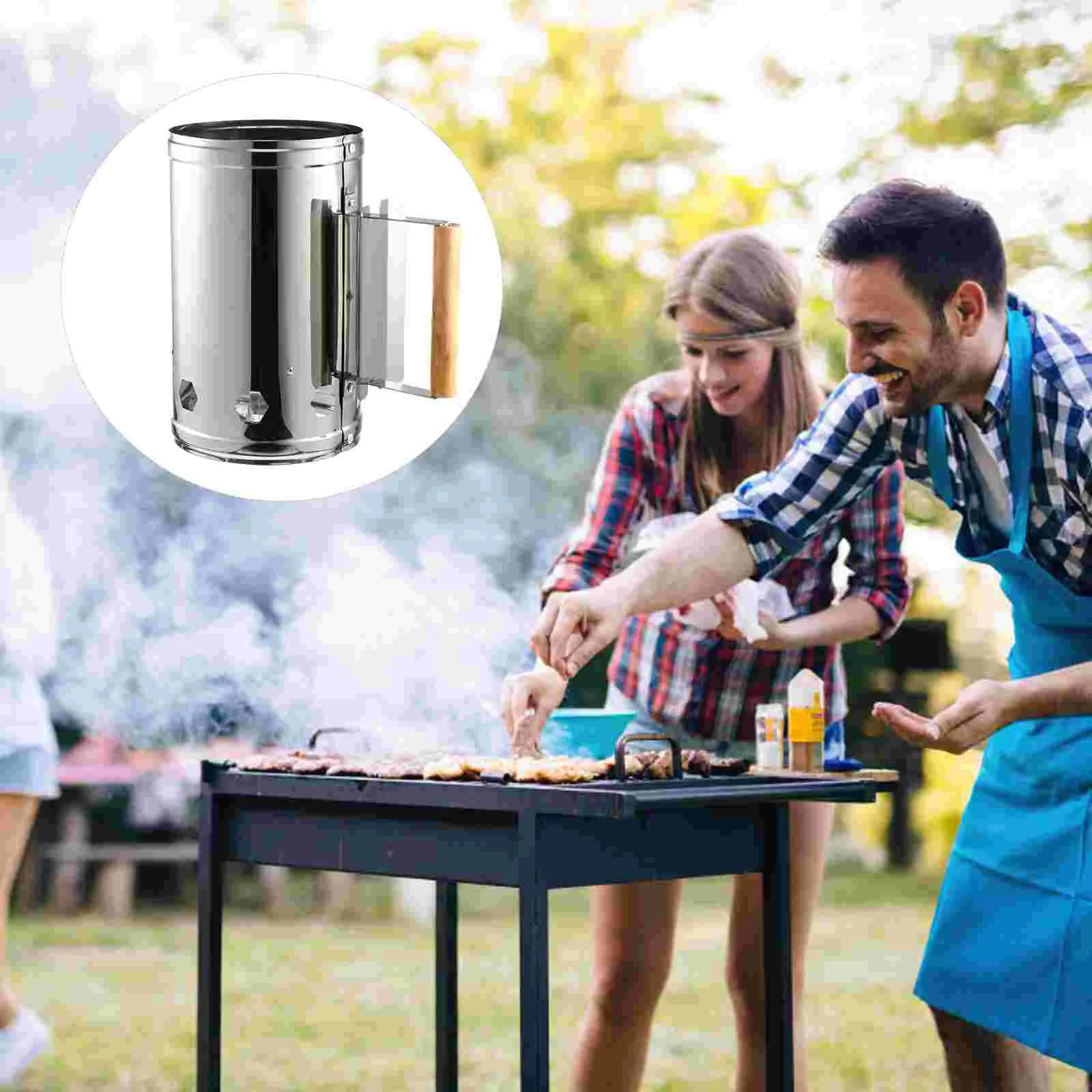 Starter Charcoal Chimney Fire Bbq Grill Barbecue Tool Outdoor Box Smoker Burner Ignition Coal Lighter Steel Stainless Camping