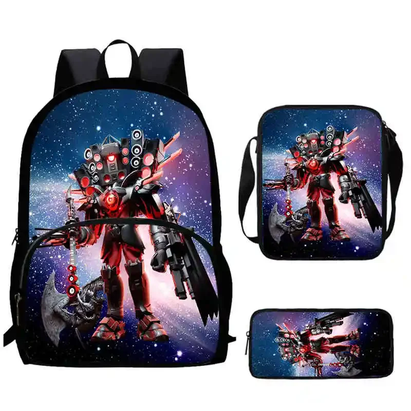 Cartoon Skibidi Toillet Child Backpack with Front Pocket,Shoulder Bag,Pencil Bag for Aged 5-10 Anime Backpack Boy Girl,Best Gift