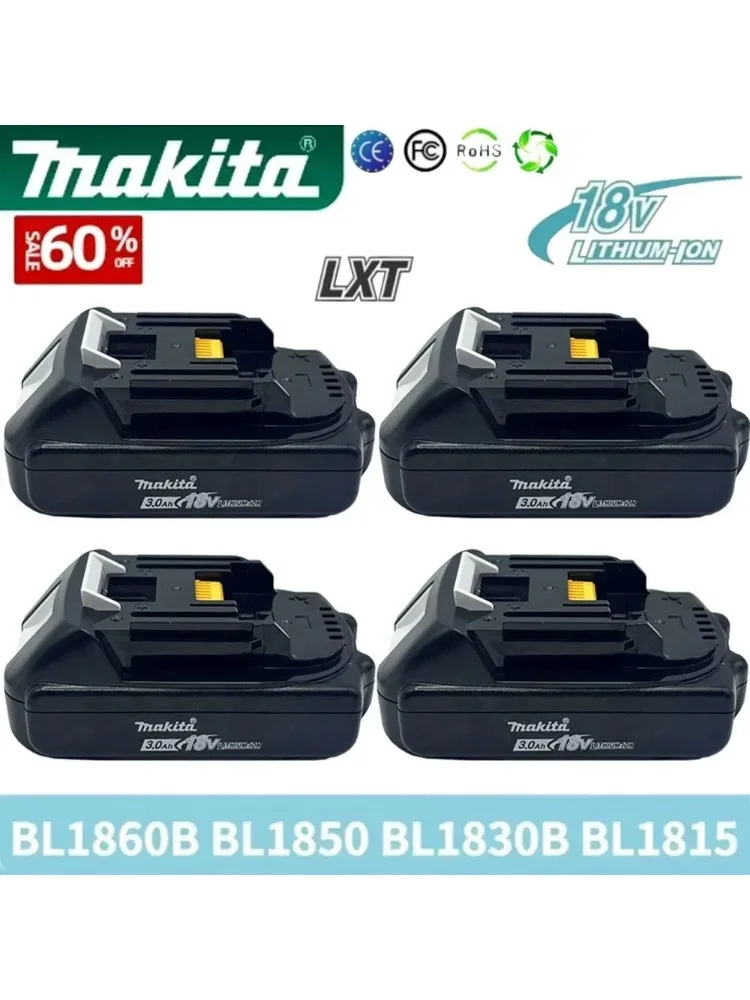 Original Makita 3Ah/3.0Ah/3000mAh Makita 18V Battery BL1830B BL1850B BL1850 BL1840 BL1860 BL1815 Rep