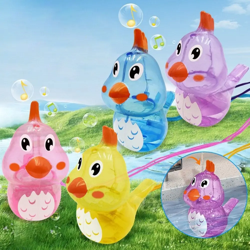Nuovo con cordino Water Bird Whistle Aggiungi acqua Multicolor Warble Whistle Bathtime Strumento musicale giocattolo musicale