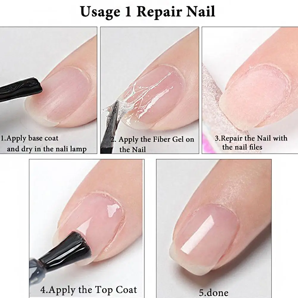 1 pudełko Nail Repair UV Gel Crack Nail Repair Gel Water Manicure Glue Extension Tool Żel z włókna szklanego Manicure Polerowanie Akryl E1O9