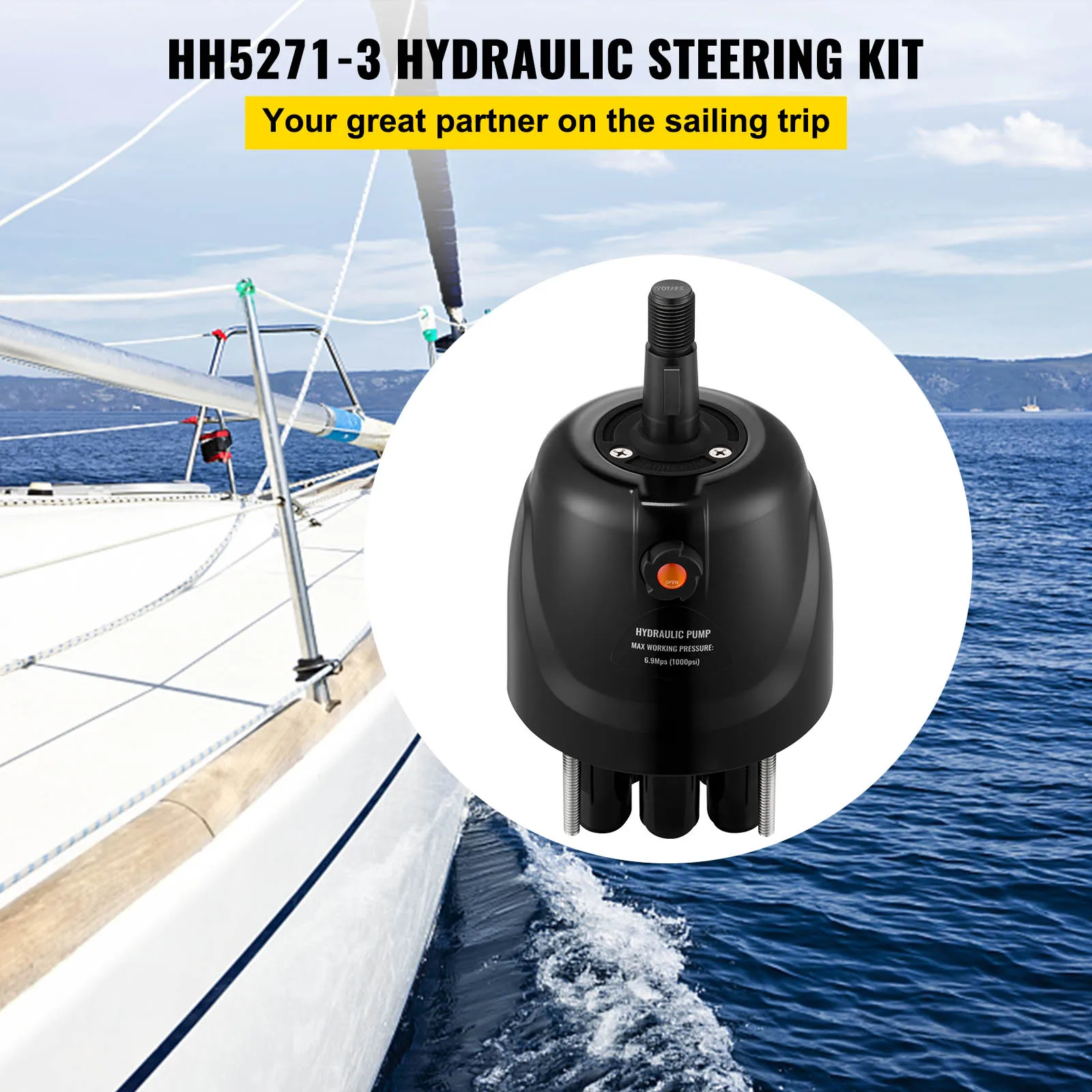 SucceBuy مضخة توجيه هيدروليكية خارجية هيلم 300 حصان مضخة هيدروليكية HH5271-3 لـ Runabouts قارب الصيد ملحقات القوارب البحرية