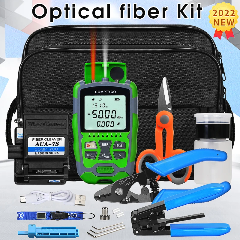 Optical Fiber Cold Splicing Kit Set 15MW Four-In-One Optical Power Meter Red Light All-in-One Machine AUA-MC50 Cutting Knife