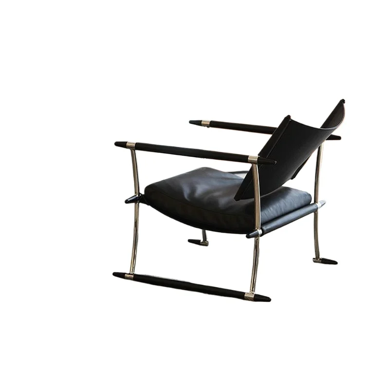 

Simple cowhide leather sofa chair retro medieval leisure chair