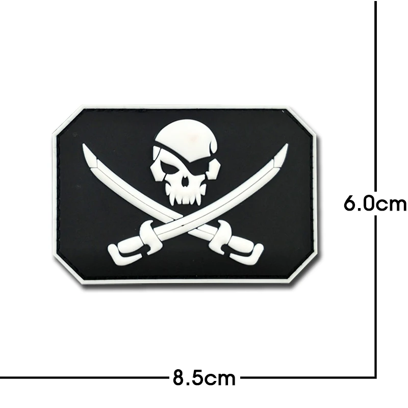 3D PVC Skull Rubber Patches Morale Badge Hook Tactical on Clothes Emblem Backpack Patch Decorative Accessories for Handbags