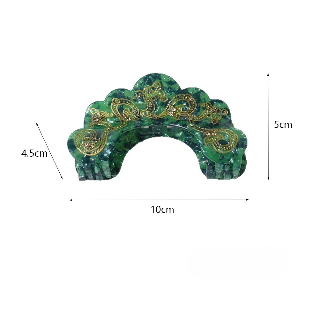 Fashionable Green Silk Clip Niche High-end Chinese Style Shark Clip Hair Clip Hair Accessory At The Back of The Head view 5