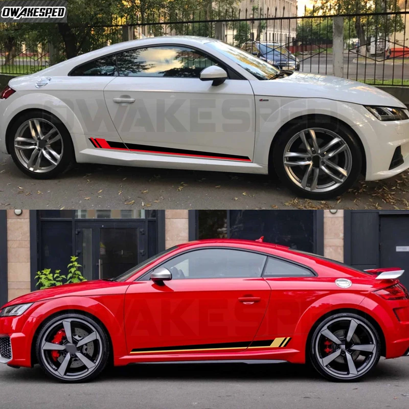 Car Side Stripes Decals Door Sticker Vinyl Graphics Trims For Audi TT RS MK2 8J Coupe MK3 8S FV Roadster TFSI Auto Accessories