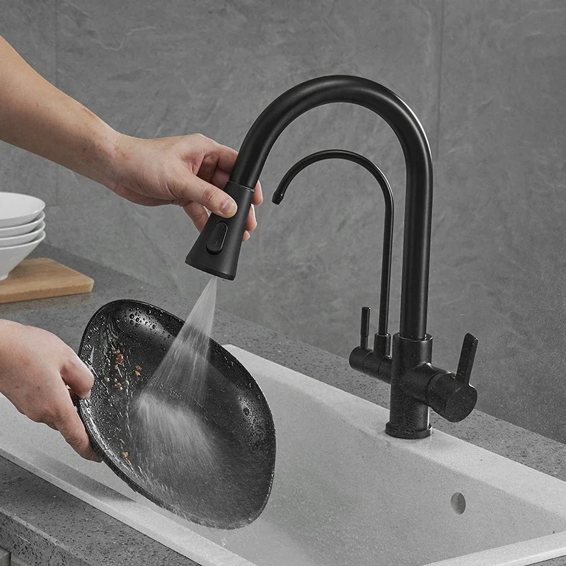 Smart Touch Kitchen Mixer Tap Contemporary Matte Black Pull Out Filter Kitchen Mixer Faucet Smart Sensor Touch Kitchen Faucets