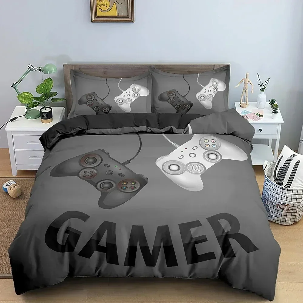 

New Teens Video Games Comforter Duvet Cover King Gamepad Controller Bedding Set Youth Game Bedding Set 3D Polyester Quilt Cover