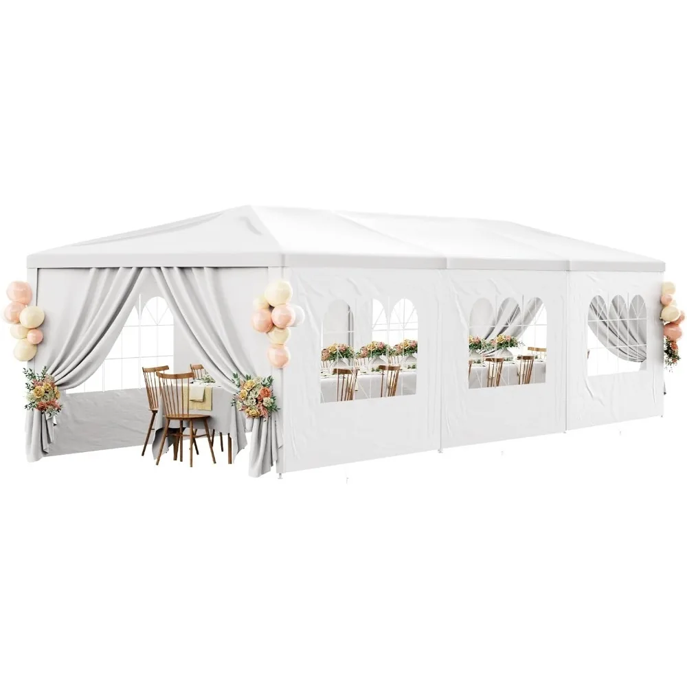 

10x30FT Party Tent Outdoor Canopy Tent Heavy Duty Waterproof Patio Gazebo Wedding Event Tents for Parties with 8 Removable
