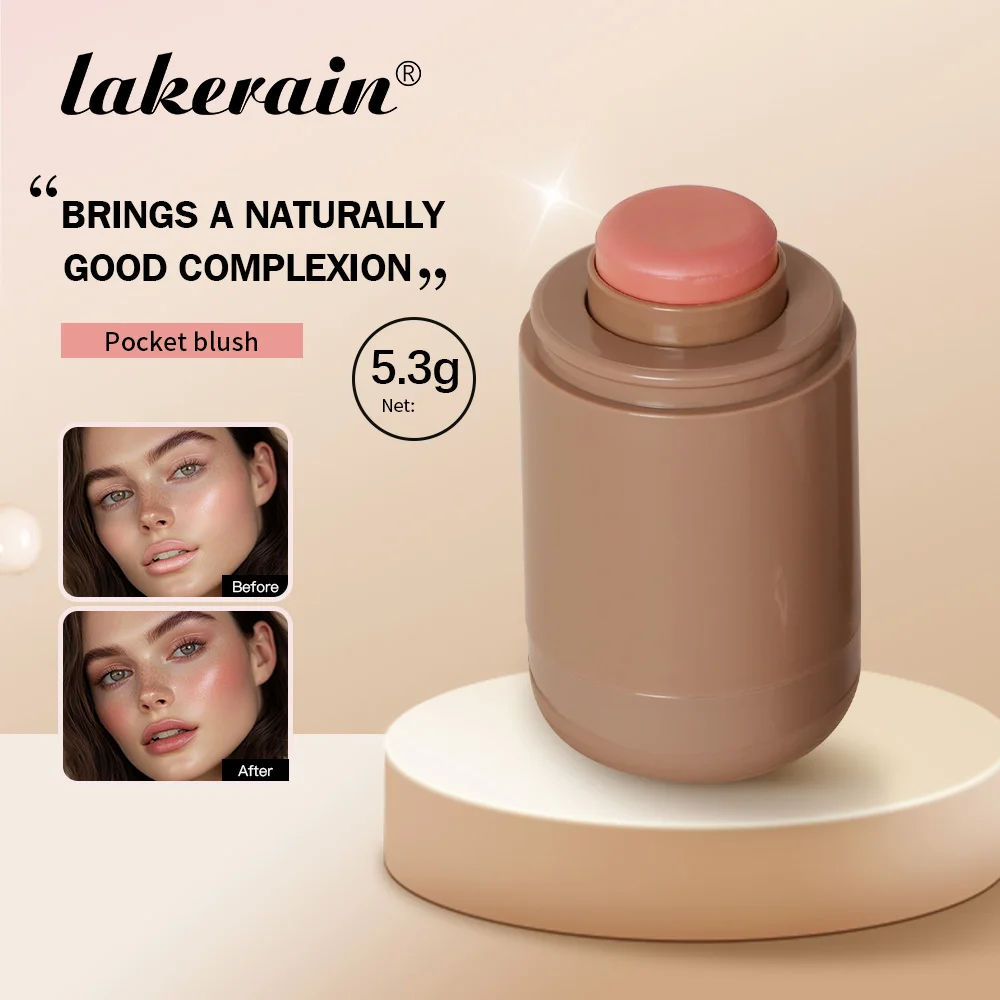 Lakerain 3 en 1 Blush Stick imperméable à l'eau résistant à la sueur fard à joues crémeux bâton éclaircir soyeux lisse fard à joues maquillage naturel cosmétiques