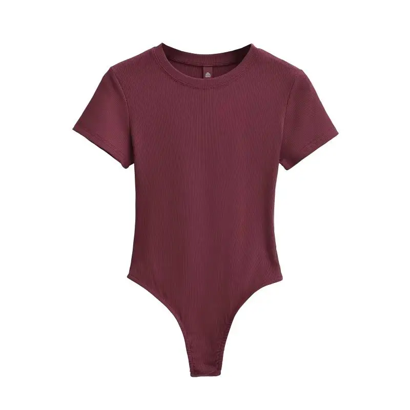 Summer New  Color  Crotch Short Sleeve round Neck Slim Fit Elastic One-Piece Base Shirt Multi-Color Options Avai...